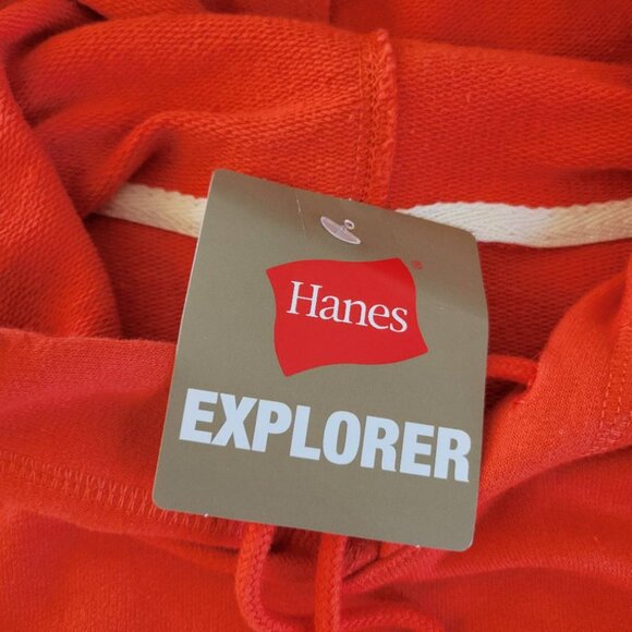 NWT Hanes Explorer Mens French Terry Hoodie Lightweight Graphic Orange Ombre XS - Picture 5 of 9